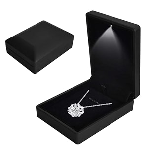 jewelry box led lighted pendant box necklace bracelet rings pendant storage gift case light up pendant case for wedding proposal engagement valentine39s day favors charms 7933cm black