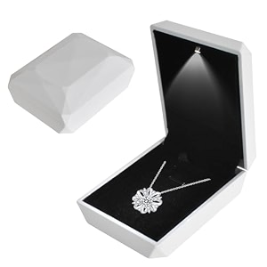 jewelry box led lighted pendant box necklace bracelet rings pendant storage gift case light up pendant case for wedding proposal engagement valentine39s day favors charms 7933cm white-a