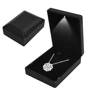 jewelry box led lighted pendant box necklace bracelet rings pendant storage gift case light up pendant case for wedding proposal engagement valentine39s day favors charms 7933cm starry black