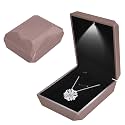 Jewelry Box, LED Lighted Pendant Box, Necklace Bracelet Rings Pendant Storage Gift Case, Light Up Pendant Case, for Wedding Proposal, Engagement Valentine's Day Favors Charms, 7*9*3.3cm, RoseGold