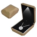 Jewelry Box, LED Lighted Pendant Box, Necklace Bracelet Rings Pendant Storage Gift Case, Light Up Pendant Case, for Wedding Proposal, Engagement Valentine's Day Favors Charms, 7*9*3.3cm, Gold-a