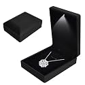 Jewelry Box, LED Lighted Pendant Box, Necklace Bracelet Rings Pendant Storage Gift Case, Light Up Pendant Case, for Wedding Proposal, Engagement Valentine's Day Favors Charms, 7*9*3.3cm, Black