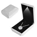 Jewelry Box, LED Lighted Pendant Box, Necklace Bracelet Rings Pendant Storage Gift Case, Light Up Pendant Case, for Wedding Proposal, Engagement Valentine's Day Favors Charms, 7*9*3.3cm, White-a