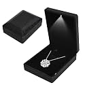 Jewelry Box, LED Lighted Pendant Box, Necklace Bracelet Rings Pendant Storage Gift Case, Light Up Pendant Case, for Wedding Proposal, Engagement Valentine's Day Favors Charms, 7*9*3.3cm, Starry Black