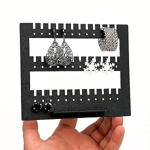jewelry display stand for earrings black acrylic organizer holder for studs hoops compact earring display rack for home craft shows retail 4 mm earing_tops_holder_black pack1