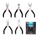 Jewelry Making Pliers Set, 5 Pieces, Professional Tool Kit with Needle Nose, Chain Nose, Round Bent Pliers, Wire Cutter, Black