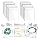 Jewelry Pouch Clear Self Seal Plastic Zipper Bags for Necklace Bracelet Packing Storage Transparent PVC Lock Pouches, Pack of 48