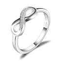 JewelryPalace 14k White Yellow Rose Gold Plated 925 Sterling Silver Rings for Women, Cubic Zirconia Promise Rings for Her, Stackable Wedding Bands Rings for Women Infinity Forever Love Knot Ring