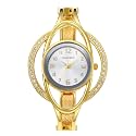 JewelryWe Bracelet Watches for Women: Stainless Steel Chunky Cuff Wrisrwatch - Analog Quartz Arabic Numerals Dial with Zircon Hollow Bezel Case - for Daily Office
