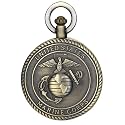 JewelryWe Bronze Retro Pocket Watch Men's United States Marine Corps Veterans Quartz Watch for Father's Day