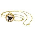 JewelryWe Vintage Pocket Watch for Women Classic Gold Plated Round Analog Quartz Clock Pendant Necklace Watches with Chain for Mother's Day