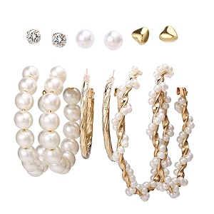 jewels galaxy stylish pearl amp ad multi designs stunning 6 pair of earrings for womengirls