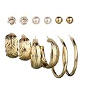 Jewels Galaxy Stylish Pearl &amp; AD Multi Designs Stunning 6 Pair of Earrings For Women/Girls