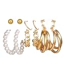 Jewels Galaxy Stylish Pearl &amp; AD Multi Designs Stunning 6 Pair of Earrings For Women/Girls