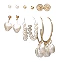 Jewels Galaxy Stylish Pearl &amp; AD Multi Designs Stunning 6 Pair of Earrings For Women/Girls