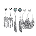 Jewels Galaxy Stylish Pearl &amp; AD Multi Designs Stunning 6 Pair of Earrings For Women/Girls
