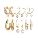Jewels Galaxy Stylish Pearl &amp; AD Multi Designs Stunning 6 Pair of Earrings For Women/Girls