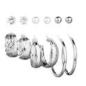 Jewels Galaxy Stylish Pearl &amp; AD Multi Designs Stunning 6 Pair of Earrings For Women/Girls
