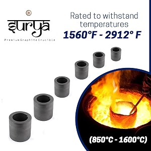 jeweltech graphite crucible set pack of 6 50g300g sizes for metal casting melting amp refining  durable carbon crucibles for gold silver copper brass amp jewellery making