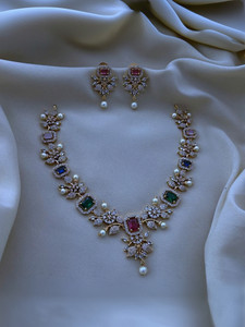 Jewelvault Brass Gold-plated Pink Jewel Set Pack