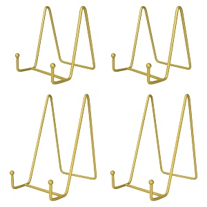 jewem gold plate stands for display 4 pack picture frame stand decorative iron plate holder display stand for picture photobook and art small easels for display tabletop plaque stand