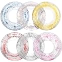 Jexine 6 Pcs Glitter Inflatable Pool Float Tube 30 Inch, Multicolored