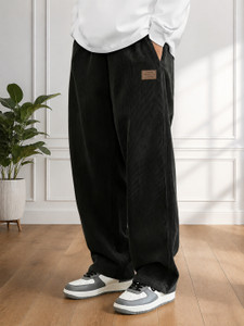 JexPuti Loose Fit Men Black Trousers