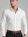 JexPuti Men Solid Formal White Shirt