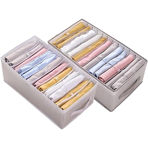 12 compartment foldable wardrobe clothes organizer washable closet storage box for t-shirt jeans pant baby cloth 12 grid pack of 2 white
