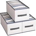 12 Compartment Foldable Wardrobe Clothes Organizer Washable Closet Storage Box for T-Shirt, Jeans, Pant, Baby Cloth (12 Grid Pack of 3, White)