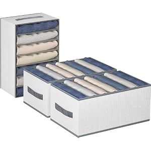 7 compartment foldable wardrobe clothes organizer washable closet storage box for t-shirt jeans pant baby cloth 7 grid pack of 6 white