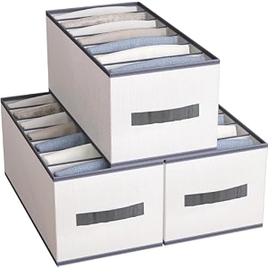 7 compartment foldable wardrobe clothes organizer washable closet storage box for t-shirt jeans pant baby cloth 7 grid pack of 6 white