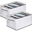7 Compartment Foldable Wardrobe Clothes Organizer Washable Closet Storage Box for T-Shirt, Jeans, Pant, Baby Cloth (7 Grid Pack of 6, White)