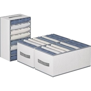 8 compartment foldable wardrobe clothes organizer washable closet storage box for t-shirt jeans pant baby cloth pack of 4 white