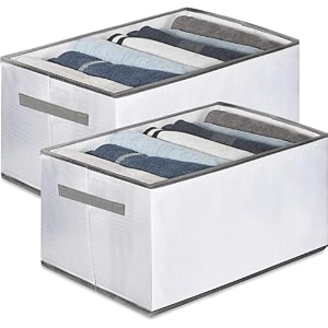 8 compartment foldable wardrobe clothes organizer washable closet storage box for t-shirt jeans pant baby cloth 8 grid pack of 2 white