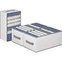 8 Compartment Foldable Wardrobe Clothes Organizer Washable Closet Storage Box for T-Shirt, Jeans, Pant, Baby Cloth (Pack of 4, White)
