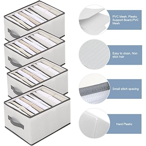 7 compartment foldable wardrobe clothes organizer washable closet storage box for t-shirt jeans pant baby cloth 7 grid pack of 6 white