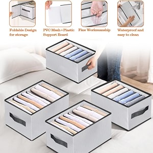 9 compartment foldable wardrobe clothes organizer washable closet storage box for t-shirt jeans pant baby cloth 9 grid pack of 6 white