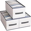 9 Compartment Foldable Wardrobe Clothes Organizer Washable Closet Storage Box for T-Shirt, Jeans, Pant, Baby Cloth (9 Grid Pack of 3, White)