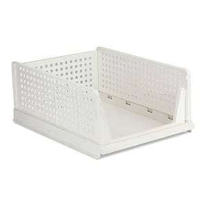 foldable plastic wardrobe organizer - stackable storage solution for clothes ideal for bathroom kitchen and bedroom use pack of 1 white