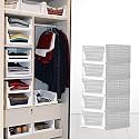 Foldable Plastic Wardrobe Organizer - Stackable Storage Solution for Clothes, Ideal for Bathroom, Kitchen, and Bedroom Use (Pack of 5, White)