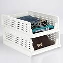 Foldable Plastic Wardrobe Organizer - Stackable Storage Solution for Clothes, Ideal for Bathroom, Kitchen, and Bedroom Use (Pack of 2, Blue)