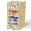 Foldable Plastic Wardrobe Organizer - Stackable Storage Solution for Clothes, Ideal for Bathroom, Kitchen, and Bedroom Use (Pack of 8, Yellow)