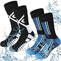 Jeyiour 2 Pairs Waterproof Socks Unisex Waterproof Breathable Outdoor Skiing Hiking Wading Fishing Socks for Men Women