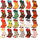 Jeyiour 24 Pair Fall Thanksgiving Socks Women Fall Turkey Gift