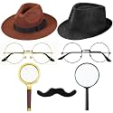 Jeyiour 8 Pcs Detective Costume Accessories for Adults