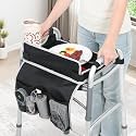 JFMkaer Walker Tray with Cup Holder – Folding Walker with Pockets & Non Slip Mat for Food,Mobility Trays Fits Most Standard Folding Walkers,Walker Accessories for Elderly