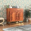 Wooden Storage Cabinet for Living Room with Drawer &amp; Door | Sideboard Cabinet Wooden | Cupboard for Home Storage | Console Cabinet Furniture (Honey Finish)