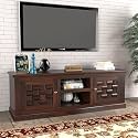 Davis Solid Sheesham Wood TV Unit for Living Room, TV Entertainment Unit, TV Cabinet with 2 Open Shelves &amp; 2 Doors Cabinet Storage, Walnut Finish