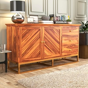 sheesham wood sideboard cabinet for living room  solid wood storage cabinet with drawer amp door  wooden buffet cabinetconsole cabinetcrockery cabinet for home furniture honey finish